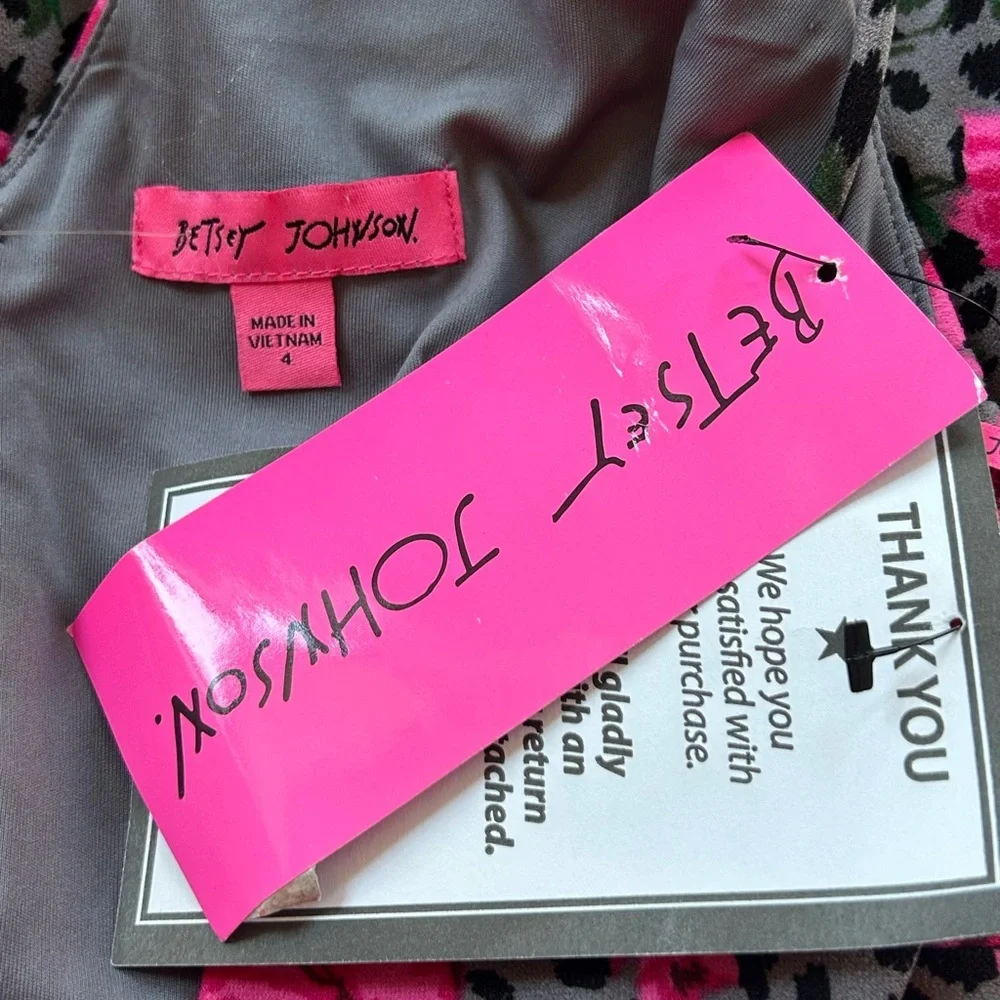 BETSY JOHNSON  floral spaghetti stripes bodycon dress NWT sz 4 - Picture 8 of 15